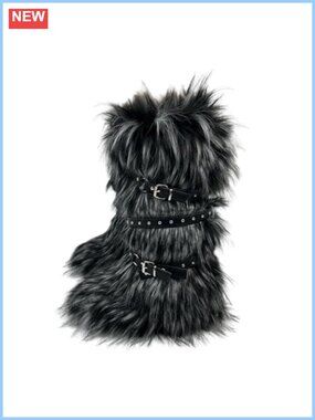 Faux Fur Knee-High Snow Boots Memory Foam Y2K Style